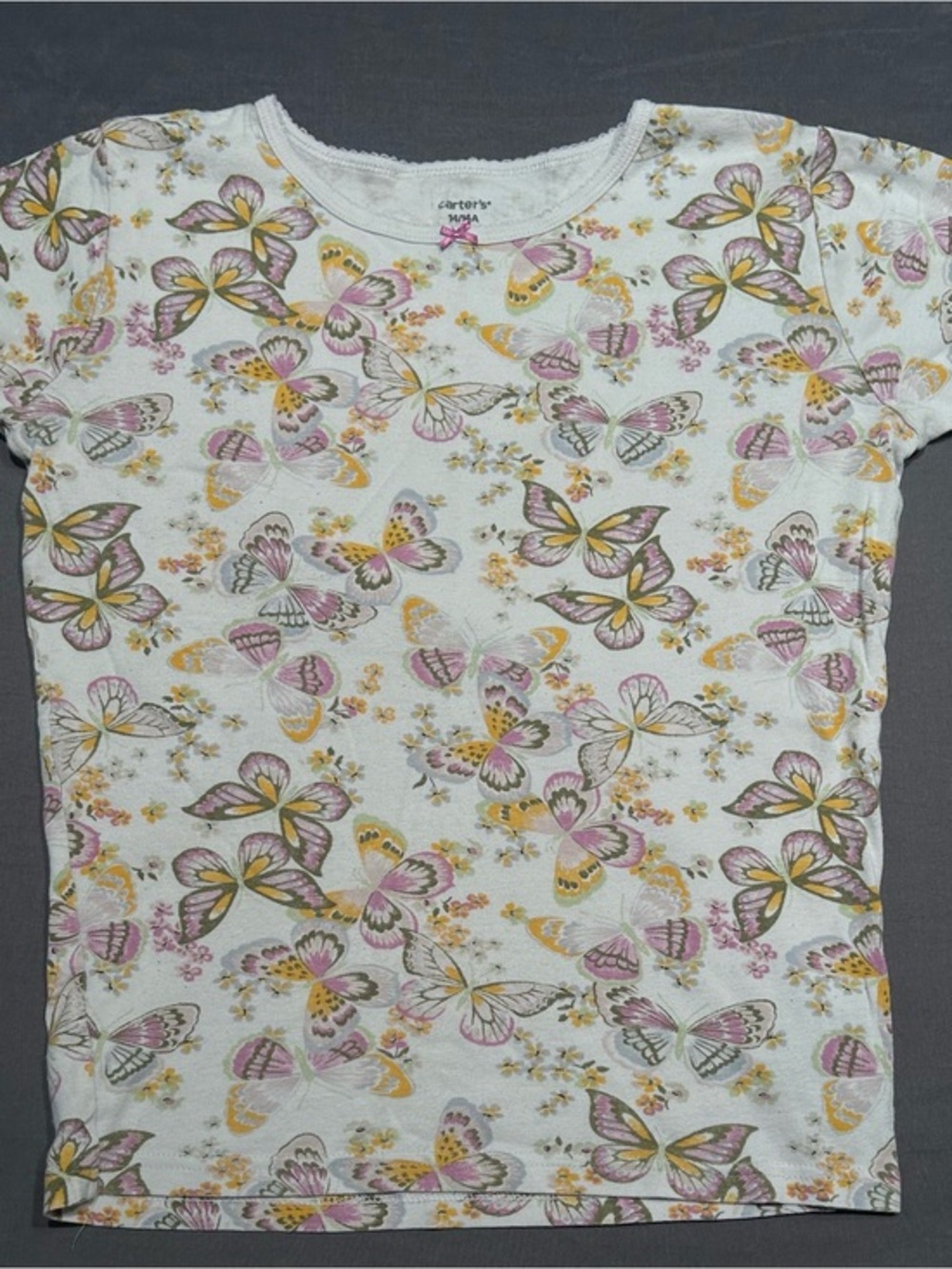 Carter's Girls Purple & Yellow Butterfly Print Short Sleeve Shirt